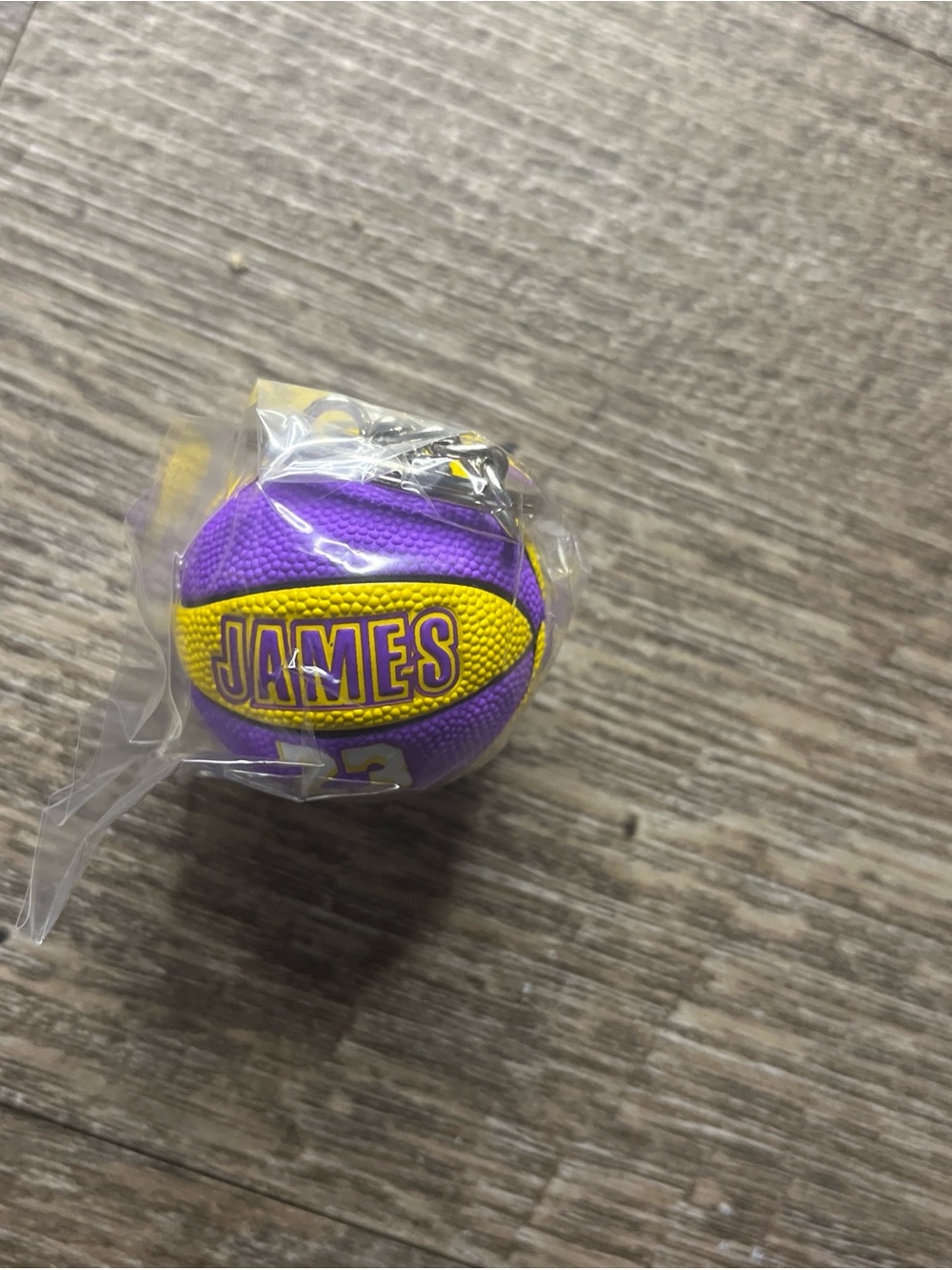 Purple & Yellow 'James' Mini Basketball Keychain